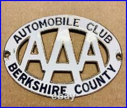 1910s Berkshire County Auto Club AAA Porcelain Enamel Car Grill Badge Emblem