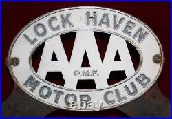 AAA Automobile Club Badge License Plate Topper Lock Haven, PA. PMF