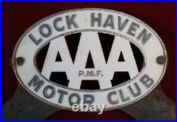 AAA Automobile Club Badge License Plate Topper Lock Haven, PA. PMF