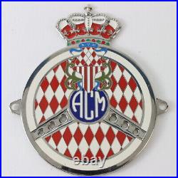 ACM Auto Club De Monaco Monte Carlo Car Badge Auto Embl 3.75 Metal Vintage