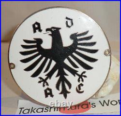 ADAC original 1970's MEMBER CAR BADGE black eagle on white GERMANY CAR CLUB DR56