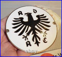 ADAC original 1970's MEMBER CAR BADGE black eagle on white GERMANY CAR CLUB DR56