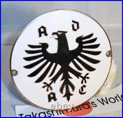 ADAC original 1970's MEMBER CAR BADGE black eagle on white GERMANY CAR CLUB DR56