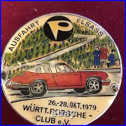 AWESOME Porsche badge 1979 Ausfahrt Elsass Wurtt Porsche club mounted