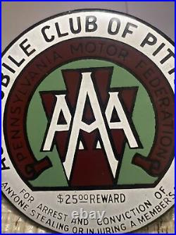 Aaa Automobile Club Of Pittsburgh Motor Federation Enamel Metal Grill Badge