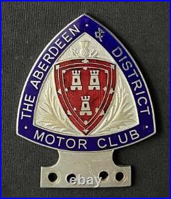 Aberdeen & District Motor Club Vintage Enamel Car Grille Badge Emblem Insignia