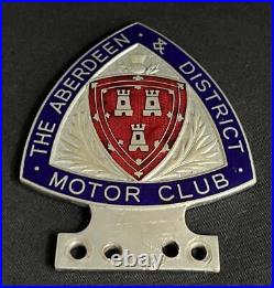 Aberdeen & District Motor Club Vintage Enamel Car Grille Badge Emblem Insignia