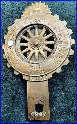 Argentine Automobile Club Grill Badge Argentina Grille # 48073 Antique 1920 AAA