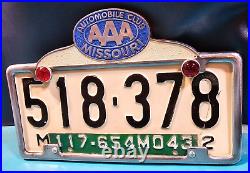 Automobile Club Aaa Missouri Vintage License Plate Frame Reflectors 1942 1943