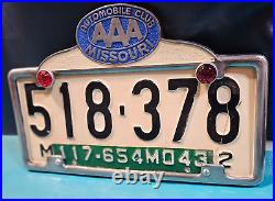 Automobile Club Aaa Missouri Vintage License Plate Frame Reflectors 1942 1943