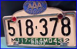 Automobile Club Aaa Missouri Vintage License Plate Frame Reflectors 1942 1943