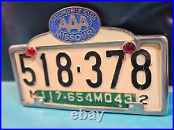 Automobile Club Aaa Missouri Vintage License Plate Frame Reflectors 1942 1943