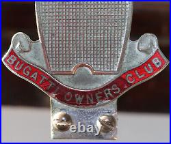 Bugatti Owners Club Vintage Enamel Badge Automobile Car Club Radiator Badge