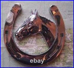 C1950 Heavy Old Vintage Chrome Car Mascot Badge for BHS British Horse Society D