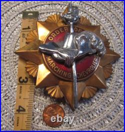 Chevrolet 1930's ORDER OF MARCHING CHEVROLIERS Sales Badge Car Ornament Vintage