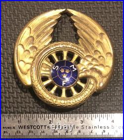 Early Brass Swedish Car Motor Club Badge SMF Svenska Motorforbundet Sporrong Co