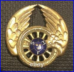 Early Brass Swedish Car Motor Club Badge SMF Svenska Motorforbundet Sporrong Co