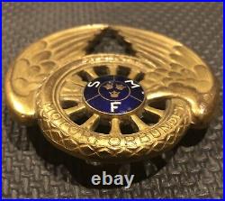 Early Brass Swedish Car Motor Club Badge SMF Svenska Motorforbundet Sporrong Co