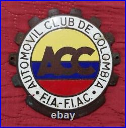 Enamel automovil club de Colombia Badge For Car Grill Club Vintage 1940s -70s