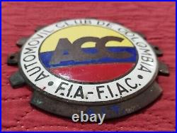 Enamel automovil club de Colombia Badge For Car Grill Club Vintage 1940s -70s