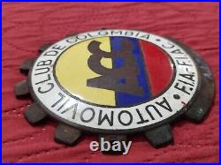 Enamel automovil club de Colombia Badge For Car Grill Club Vintage 1940s -70s