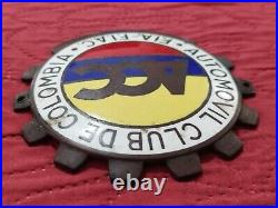 Enamel automovil club de Colombia Badge For Car Grill Club Vintage 1940s -70s