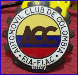 Enamel automovil club de Colombia Badge For Car Grill Club Vintage 1940s -70s