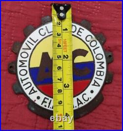 Enamel automovil club de Colombia Badge For Car Grill Club Vintage 1940s -70s