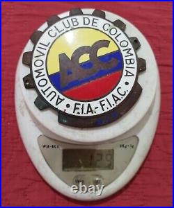 Enamel automovil club de Colombia Badge For Car Grill Club Vintage 1940s -70s