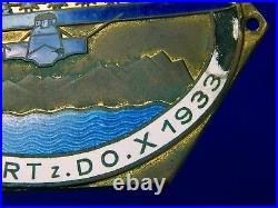 German Germany Vintage 1933 ADAC Auto Club DOX Plane Enameled Large Badge Plaque