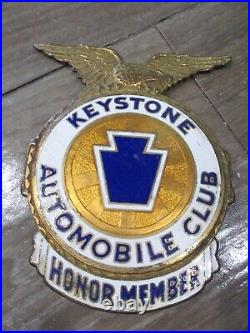 Keystone Automobile Club Honor Member Cloisonne&brass License Plate Top Emblem