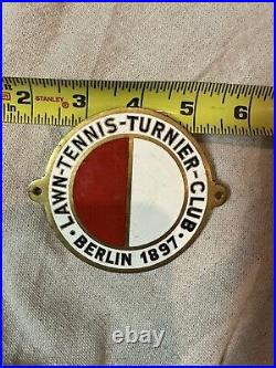 Lawn Tennis Turnier Club Berlin 1897 Car Badge Antique