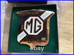 MG Car Club 70 Years Limited Edition & Numbered Gold Coloured Car Badge Boxed