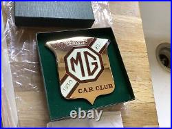 MG Car Club 70 Years Limited Edition & Numbered Gold Coloured Car Badge Boxed