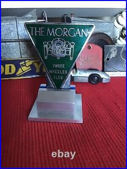 MORGAN Car Badge The MORGAN Three Wheeler Club Car Badge with Stand VG Cond