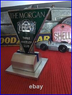 MORGAN Car Badge The MORGAN Three Wheeler Club Car Badge with Stand VG Cond