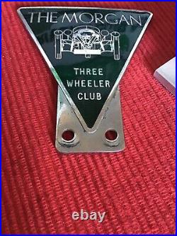 MORGAN Car Badge The MORGAN Three Wheeler Club Car Badge with Stand VG Cond