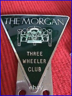 MORGAN Car Badge The MORGAN Three Wheeler Club Car Badge with Stand VG Cond