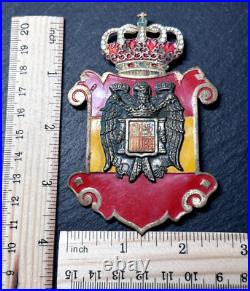 Mystery Spanish Crest Radiator Or Hood Badge Emblem Espana Car Club Ornament