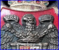 Mystery Spanish Crest Radiator Or Hood Badge Emblem Espana Car Club Ornament