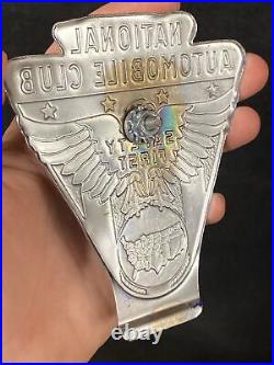 National Automobile Club Car Badge USA States classic V8 rare Safety First Eagle