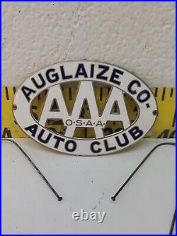 New 1900's Auglaize AAA Auto Club OSAA Porcelain Radiator Emblem MINT (SC)