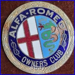 Nice Vintage Enamel Automobile Car Badge # Alfa Romeo Owners Club