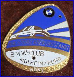 Nice Vintage Enamel Radiator Car Club Badge # Bmw Club Mülheim Ruhr Night Rally