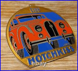 Nice Vintage Example Car Club HOTCHKISS (1903-1955) Enamel Car Badge 9cm x 8.5cm