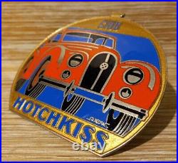 Nice Vintage Example Car Club HOTCHKISS (1903-1955) Enamel Car Badge 9cm x 8.5cm