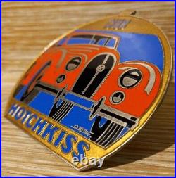 Nice Vintage Example Car Club HOTCHKISS (1903-1955) Enamel Car Badge 9cm x 8.5cm