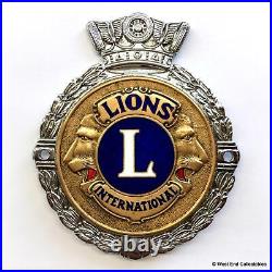 Old Heavy 1950s GAUNT Car Badge Lions Club International Grill Emblem Mascot