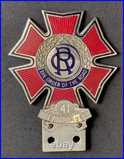 Order Of The Road 41 Year Driver Enamel Car Badge Emblem Insignia Radiator