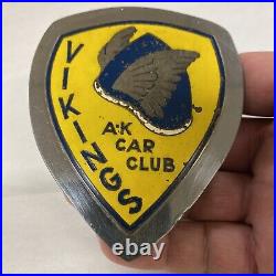 Original Alaskan Vikings Car Club Grill Badge Sign